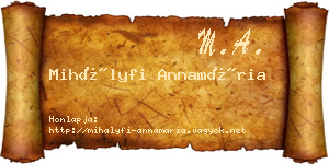 Mihályfi Annamária névjegykártya